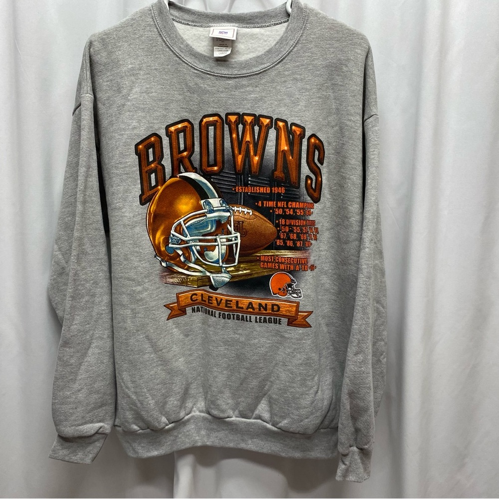 NFL Browns sweatshirt size large heathered gray womens mens football vintage